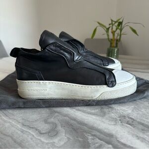Bruno Bordese Sidezip Black Leather Sneakers